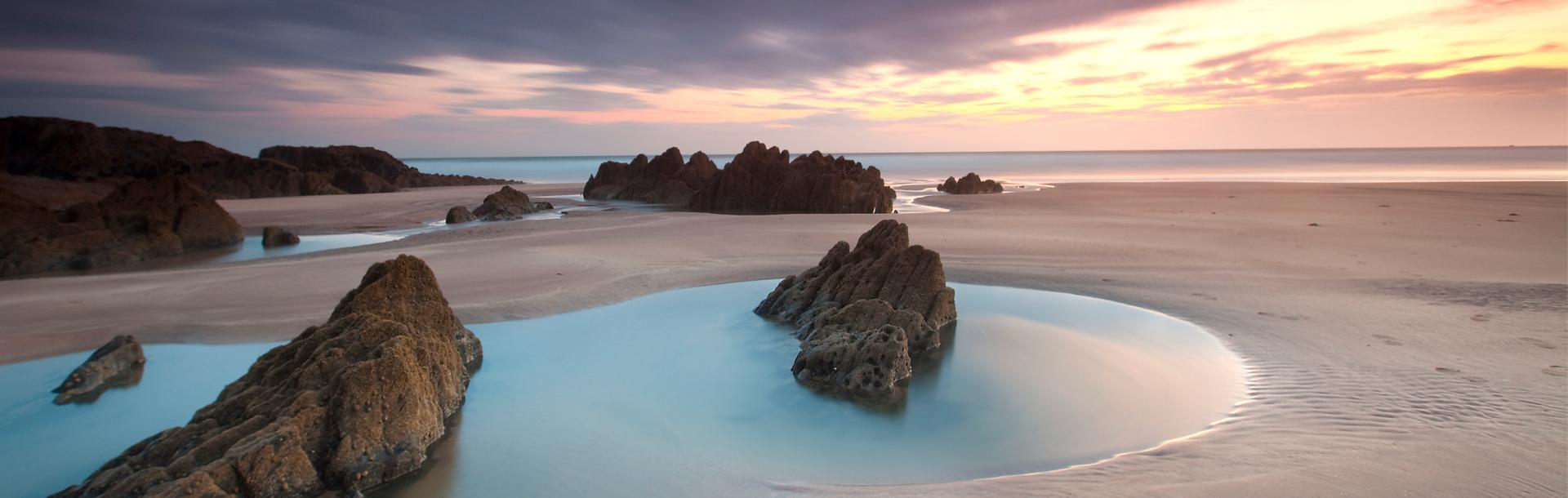 Combesgate Beach at sunset