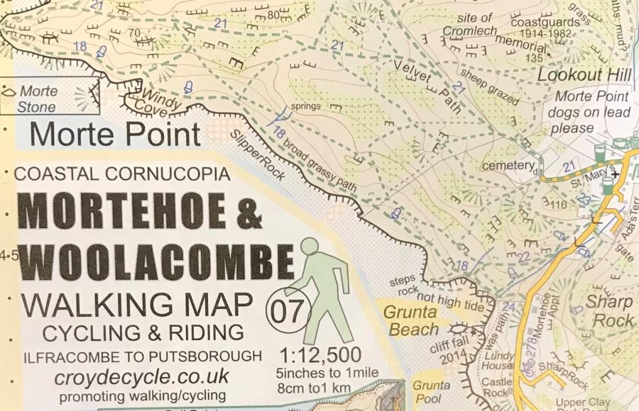 Woolacombe  and Mortehoe Walking and Cycling Map Croyde Cycle Maps